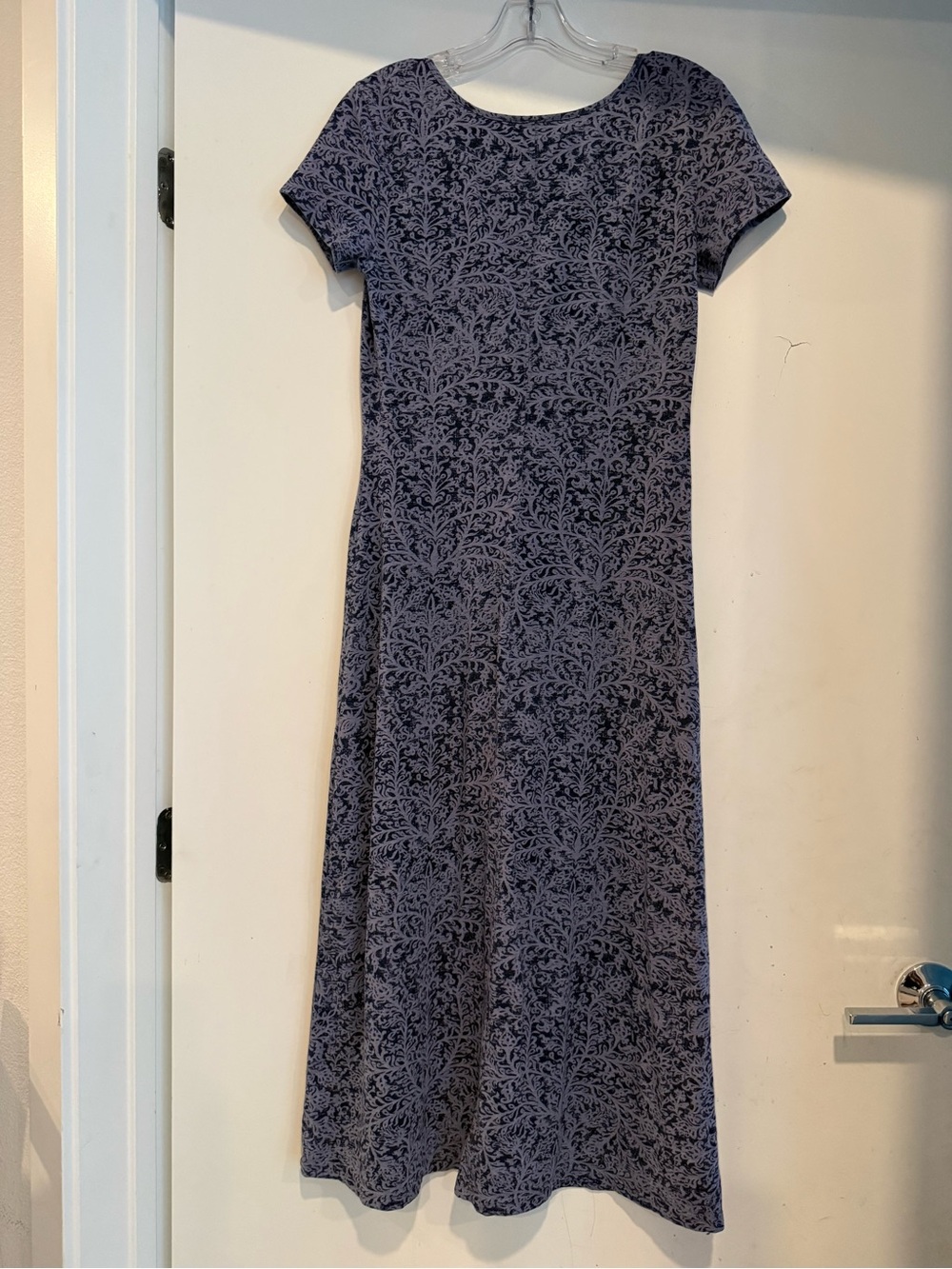 Peruvian Connection Purple Damask Floral Midi Dress Pima Cotton Size S - Picture 3 of 5
